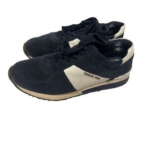 Michael Kors Sneakers Womens 9M Navy Cream Suede Lace Up Trainer Casual